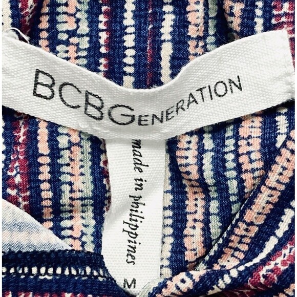 BCBGeneration Jumpsuit Women M Crossover V-neck Draped Pocket Striped Boho Beach - Picture 16 of 16